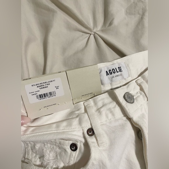 NWT Agolde White 90s mid rise loose fit jeans denim 24 - Picture 5 of 9